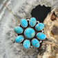 Sterling Silver Southwestern Style Mohave Turquoise Cluster Ring Size 7 For Women