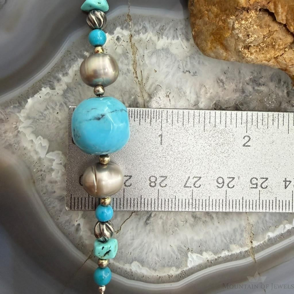 Carolyn Pollack Sterling Turquoise,Liquid Silver,Swirl Spindle 20" Necklace For Women