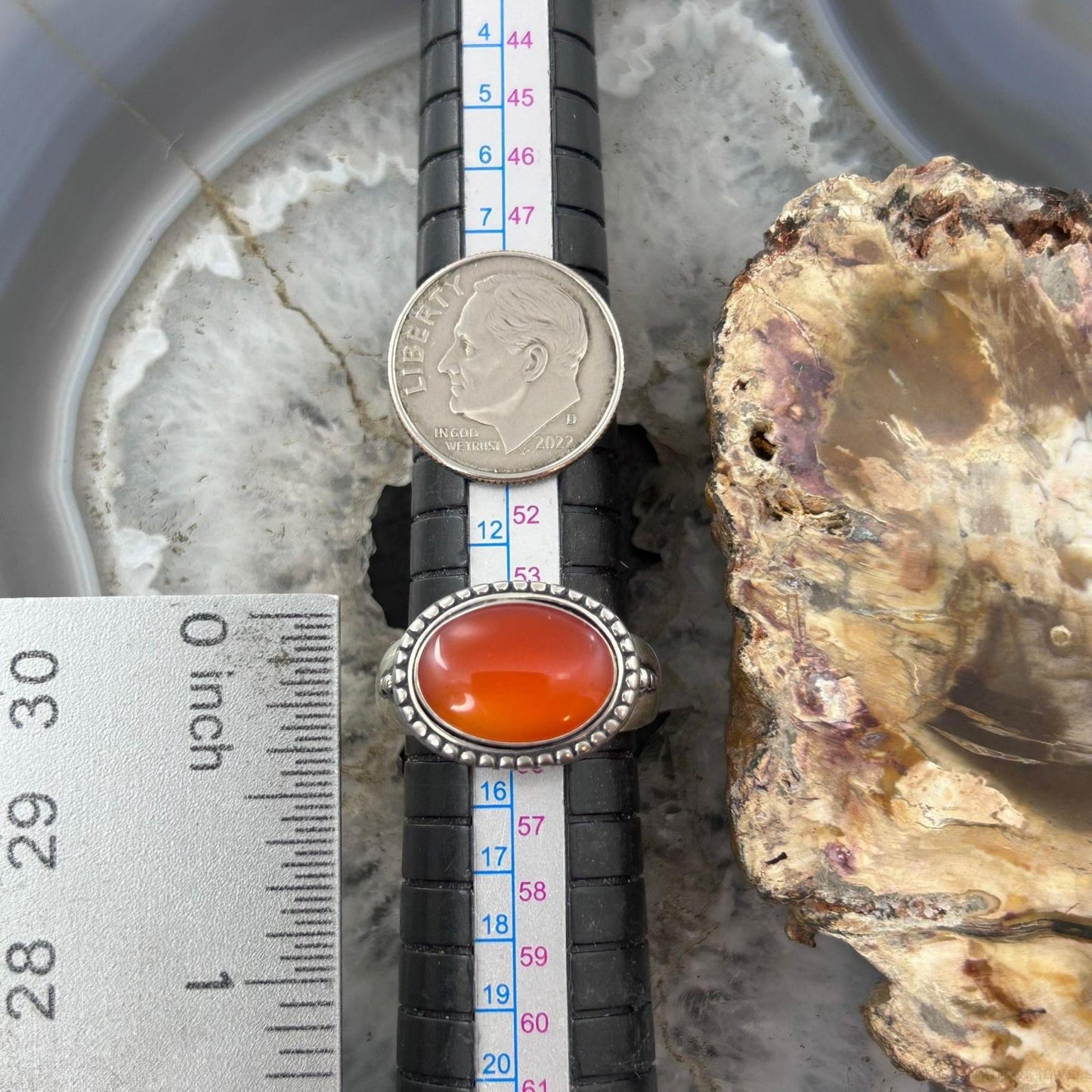 Carolyn Pollack Sterling Silver Horizontally Mounted Oval Carnelian Ring For Women