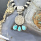 Genuine 1943 90% Silver Mercury Dime Coin w/Teardrop Turquoise Decorated Unisex Pendant