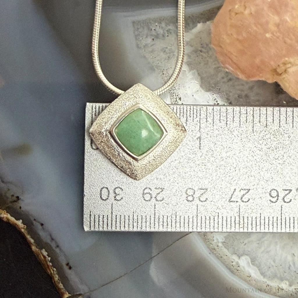 Carolyn Pollack Sterling Square Variscite Pendant 16"-18" Snake Chain Necklace