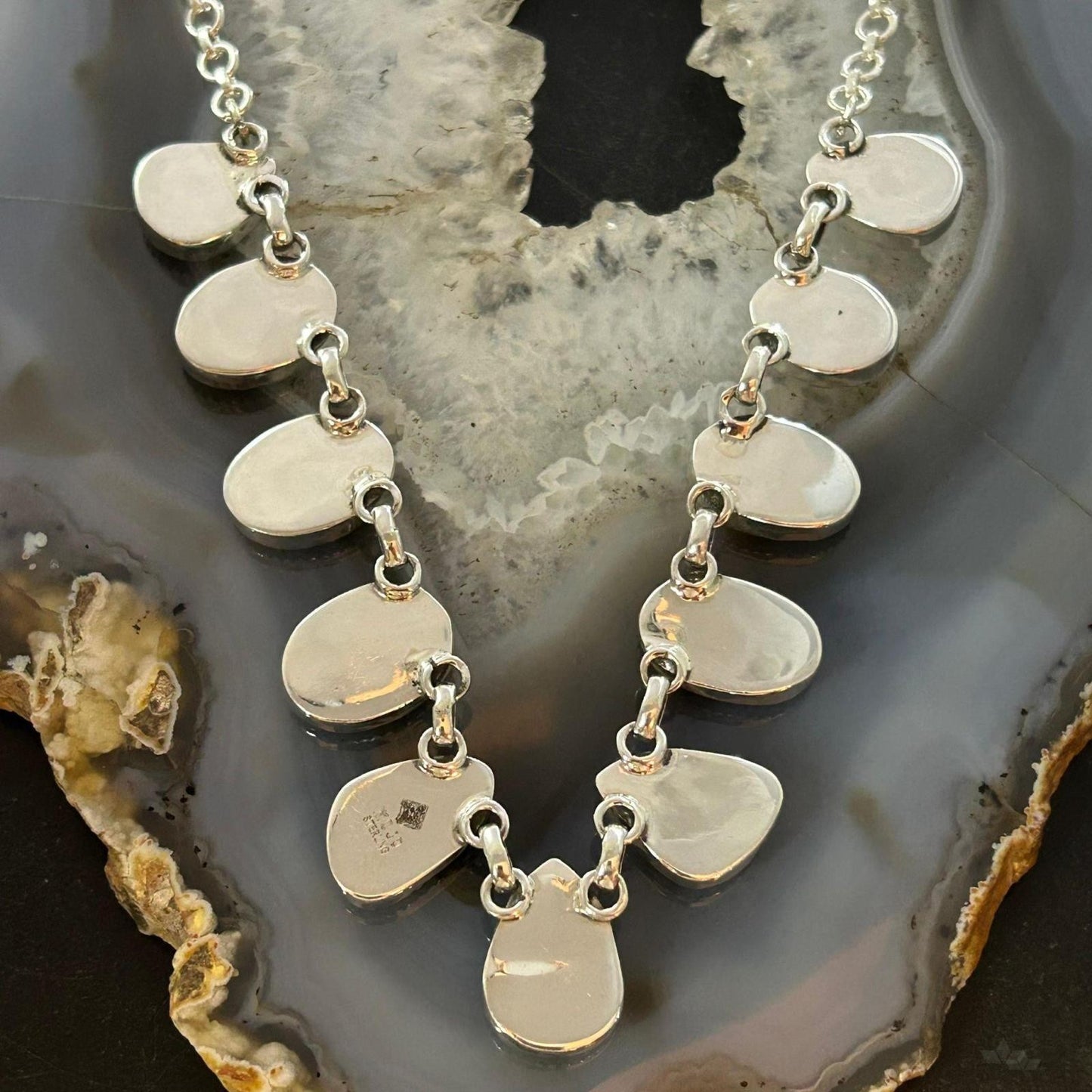 Sterling Silver Southwestern Style Teardrop & Oval Turquoise 20" Necklace For Women