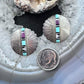 Vintage Native American Silver Multi Stone Inlay Rounded Stud Earrings For Women