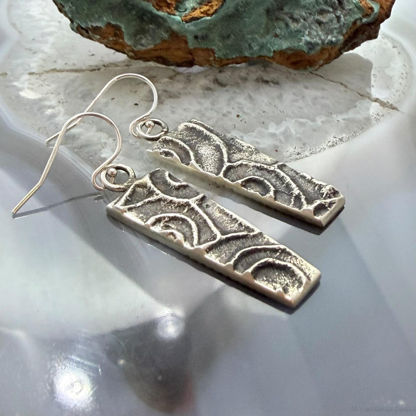 Cheyenne Custer Native American Sterling Silver Trapeze Tufa Cast Dangle Earrings For Women