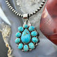 Sterling Silver Southwestern Style Mohave Turquoise Cluster Pendant For Women #1
