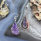 Sterling Silver Southwestern Style Teardrop Charoite Decorated Dangle Earrings For Women