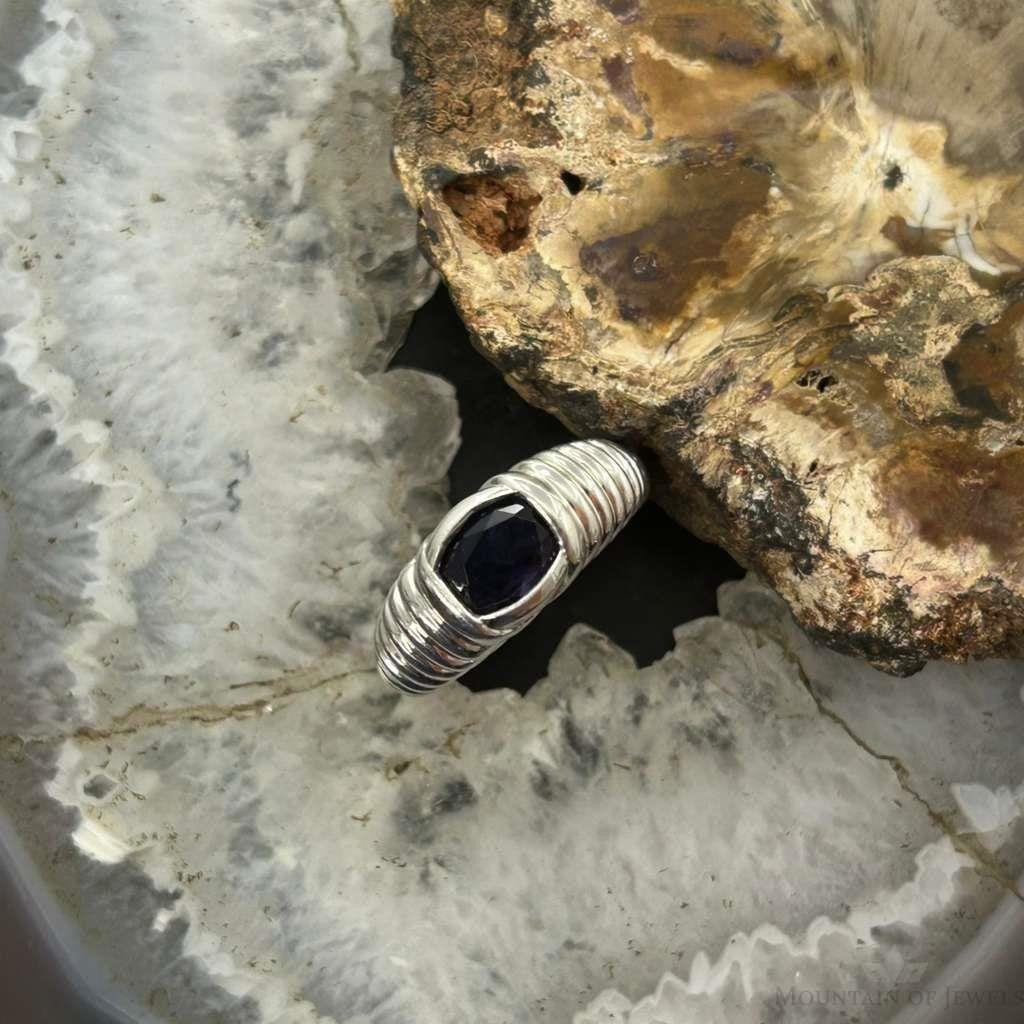 Carolyn Pollack Sterling Silver Faceted Sapphire Decorated Ring For Women