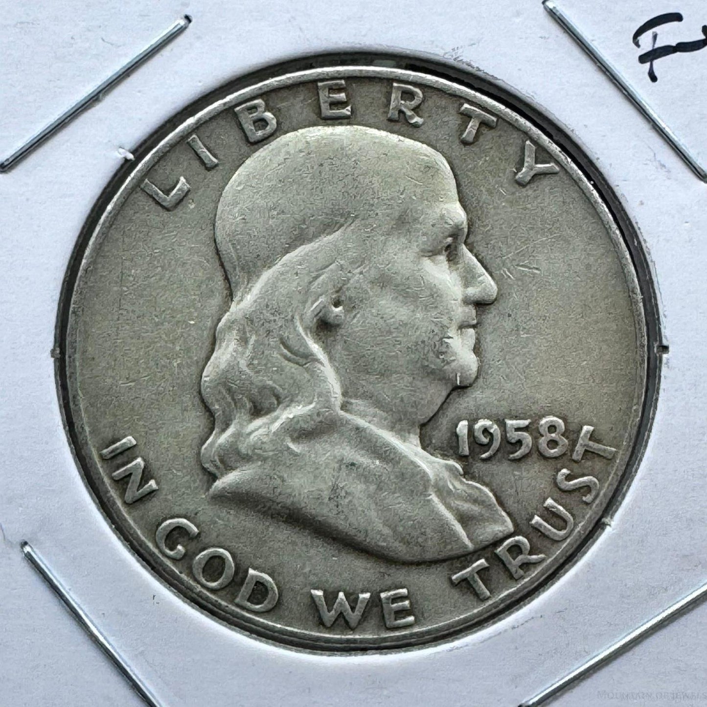 1958-D US Franklin Half Dollar .900 Silver F-VF #60124-10E