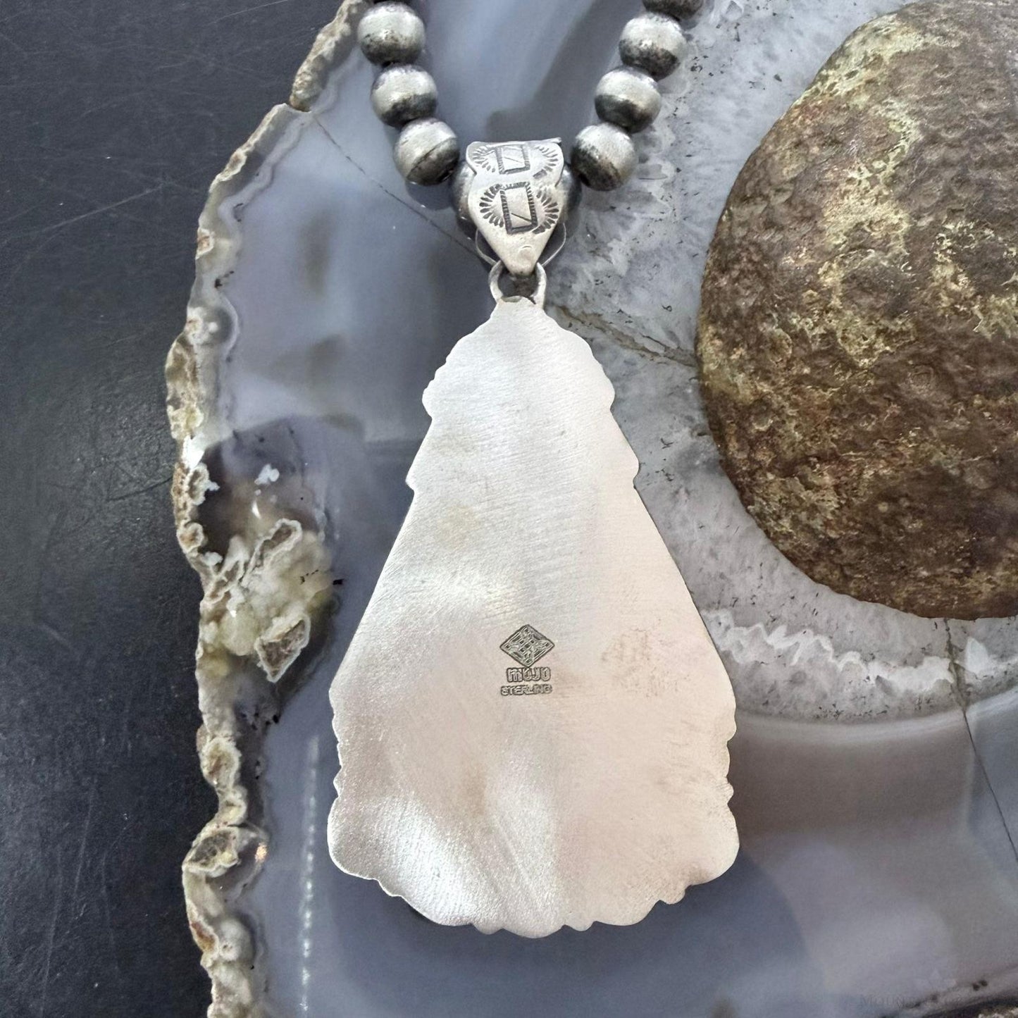 Sterling Silver Southwestern Style Teardrop Turquoise & Spiny Oyster Pendant For Women