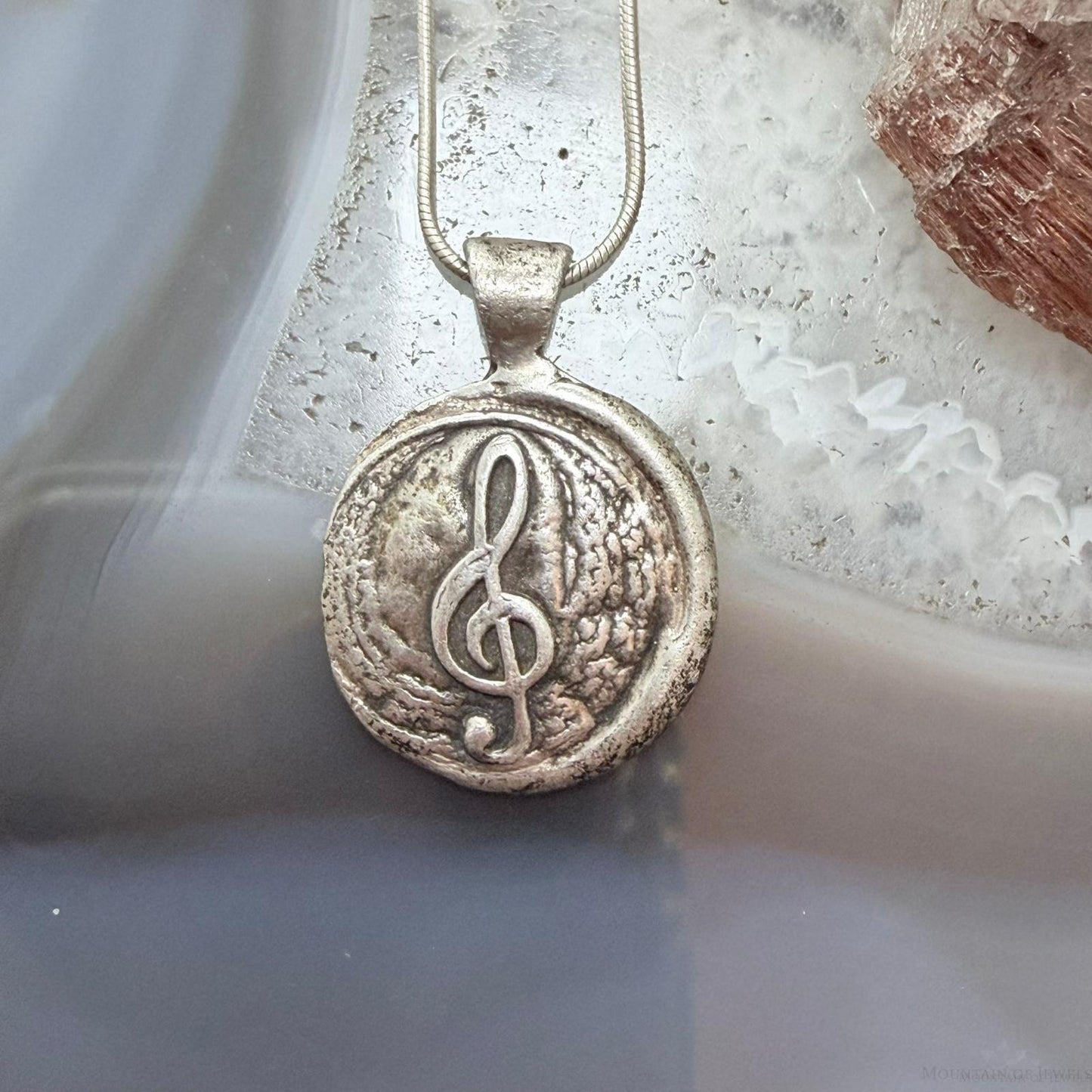Vintage Sterling Silver Treble Clef Unisex Pendant