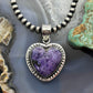 Sterling Silver Southwestern Style Charoite Heart Decorated Pendant For Women