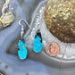 Sterling Silver Elongated Teardrop Chrysocolla Slab Dangle Earrings For Women #224