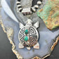 Alonzo Mariano Sterling Silver Overlay Turtle & 2 Turquoise Unisex Pendant