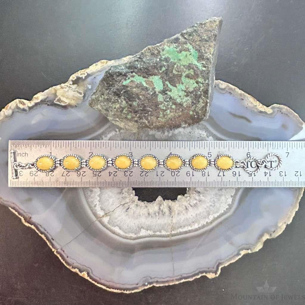 Carolyn Pollack Sterling Silver Yellow Jasper Decorated Link Bracelet For Women