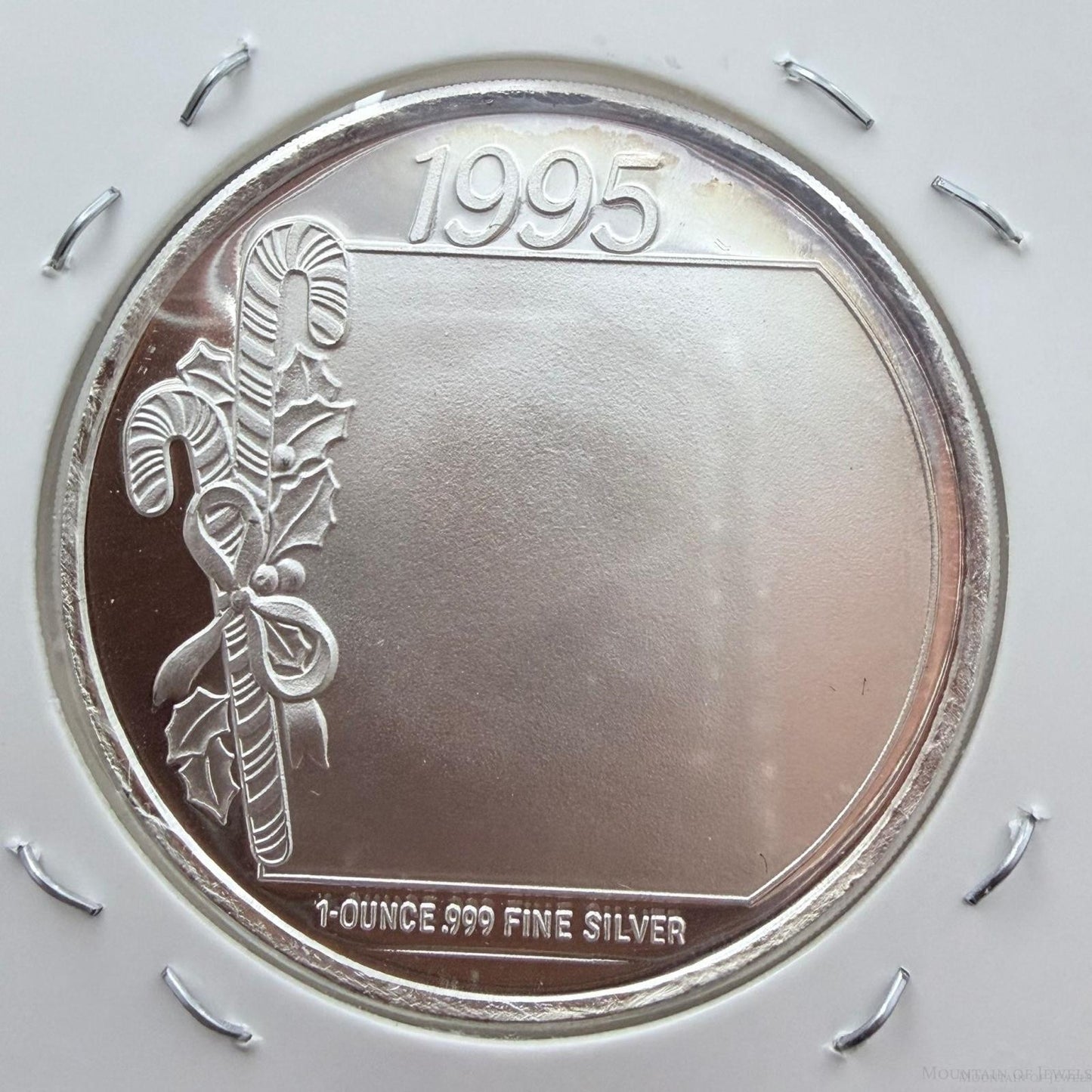 Vintage US 1995 One Troy Ounce .999 Fine Silver Holiday Theme #102525-3HXPE