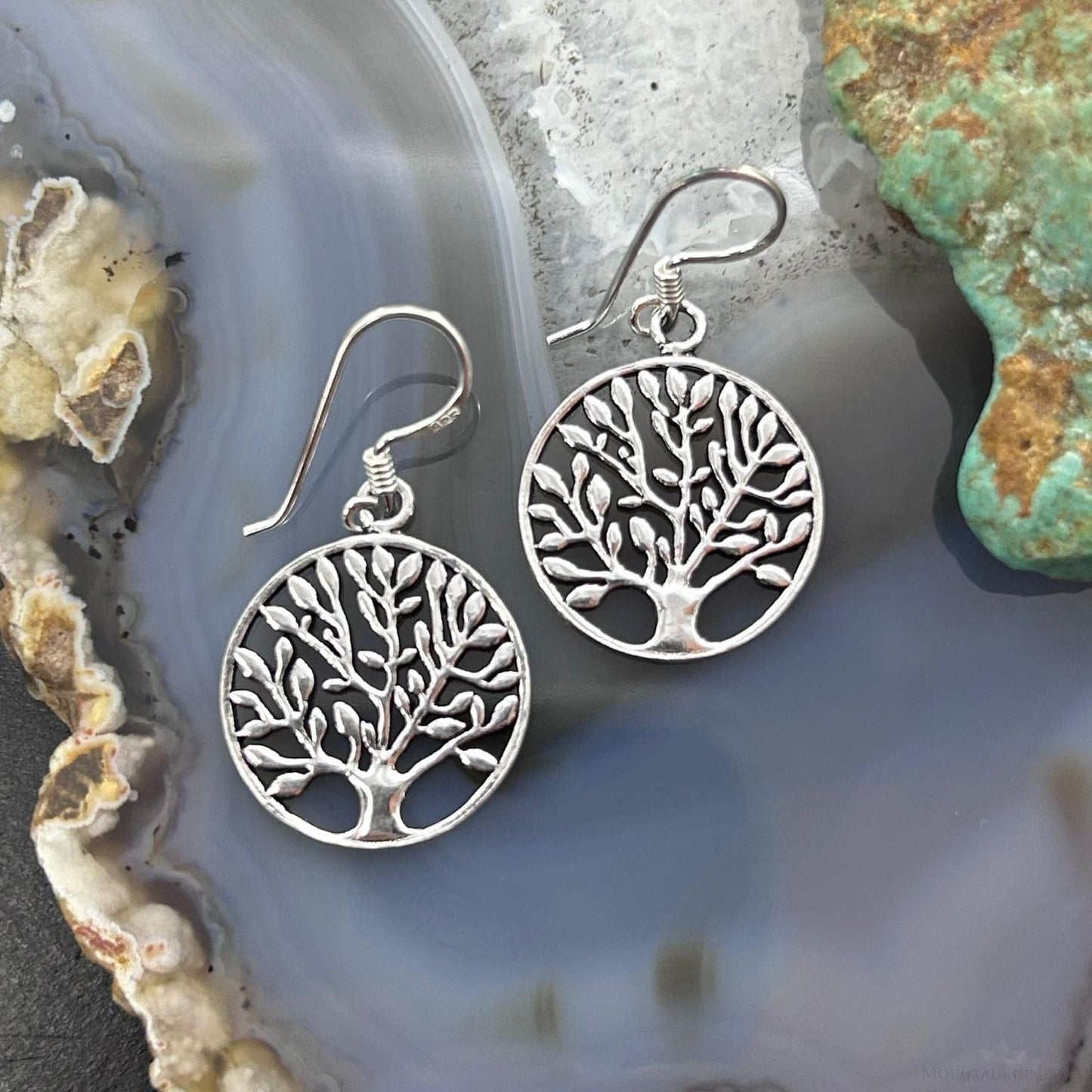 Sterling Silver Tree of Life Dangle Earrings For Women