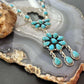 Sterling Silver Southwestern Style 25 Teardrop Turquoise Cluster 17" Necklace For Women