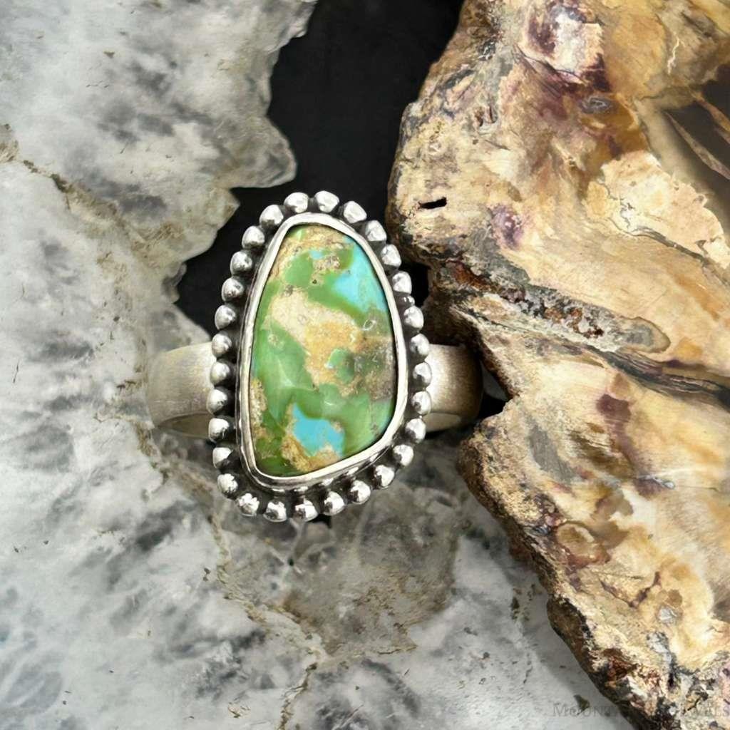 Sterling Silver Southwestern Style Sonora Gold Turquoise Adjustable Ring For Women #4