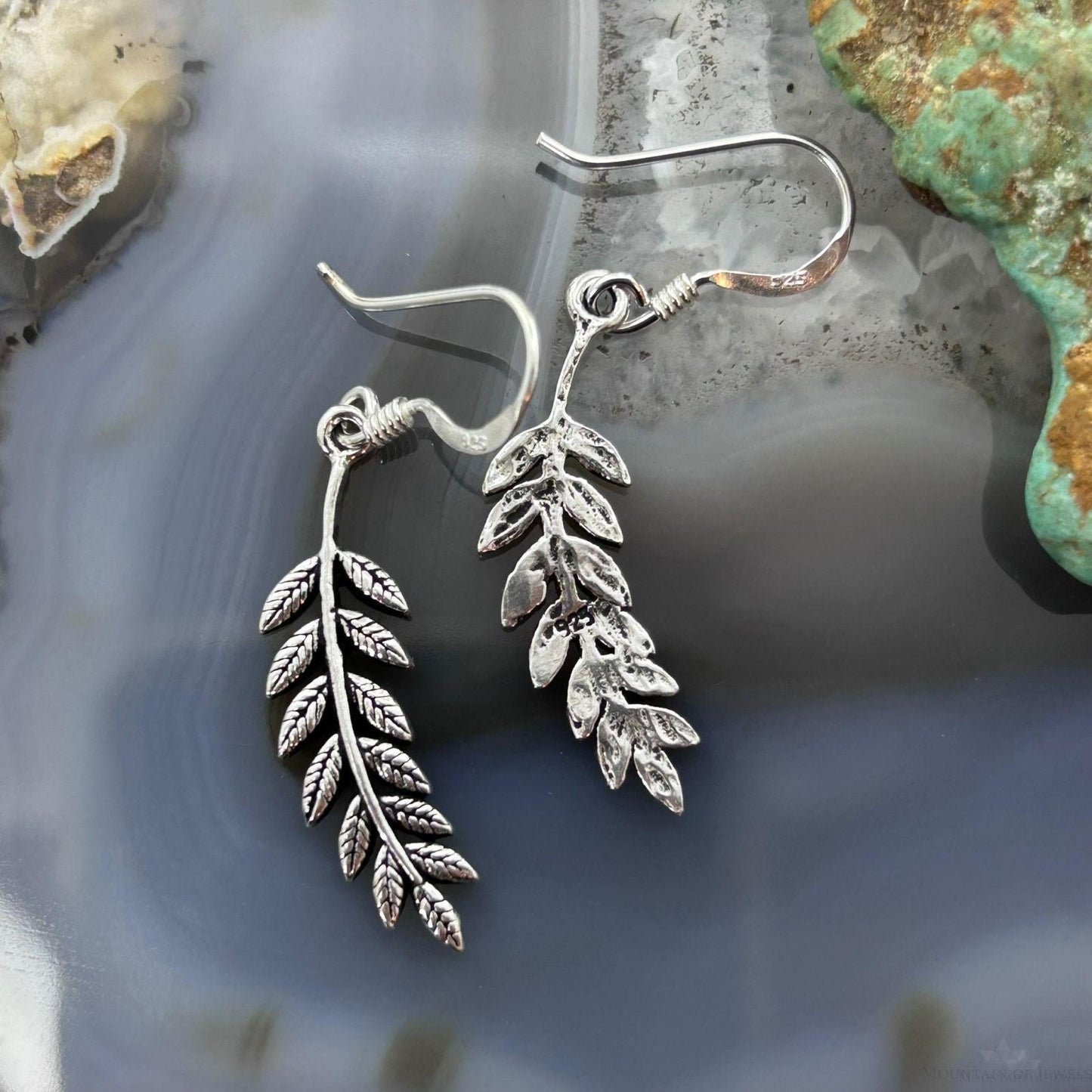 Sterling Silver Leaf Design Fashion Dangle Earrings For Women