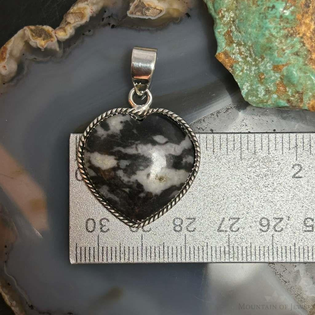 Sterling Silver Southwestern Style White Buffalo Heart Pendant For Women #2