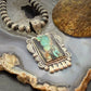 Sterling Silver Southwestern Style Rectangle Blackjack Turquoise Decorated Pendant #2