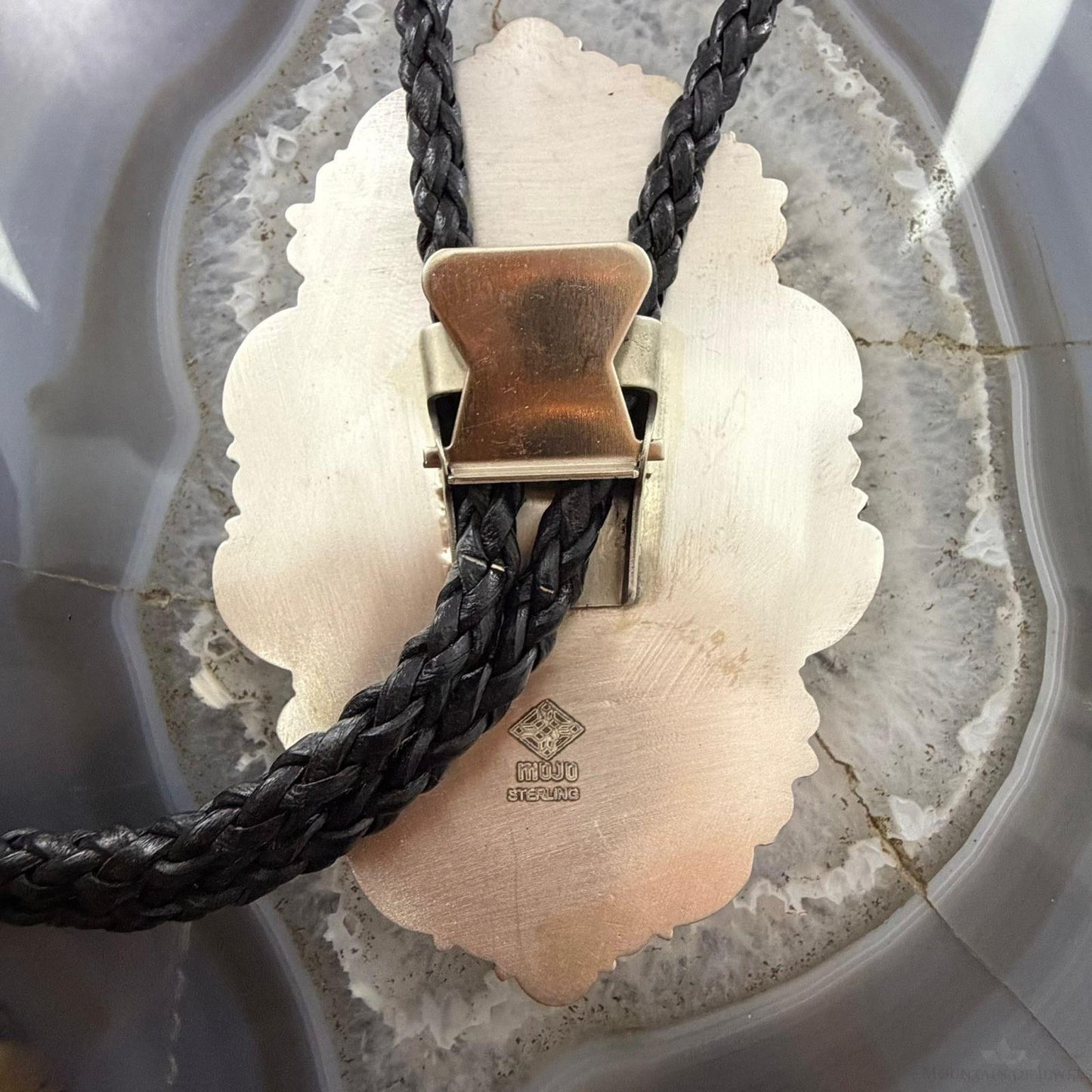 Sterling Silver Southwestern Style Oval Large Rhodochrosite Bolo Tie For Men