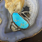 Vintage Native American Silver Large Kidney Shape Turquoise Bracelet For Women