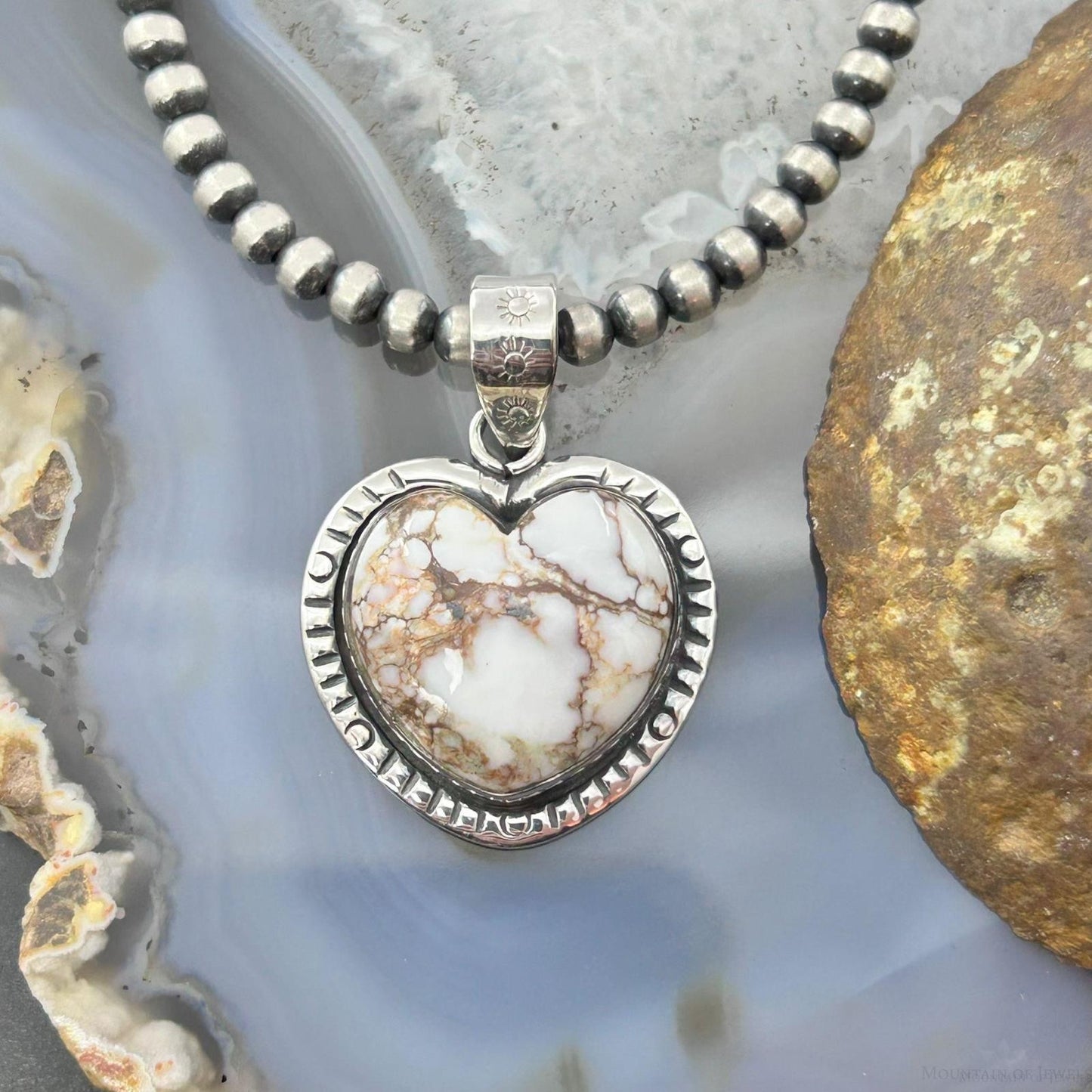 Sterling Silver Southwestern Style Wild Horse Decorated Heart Pendant For Women #1
