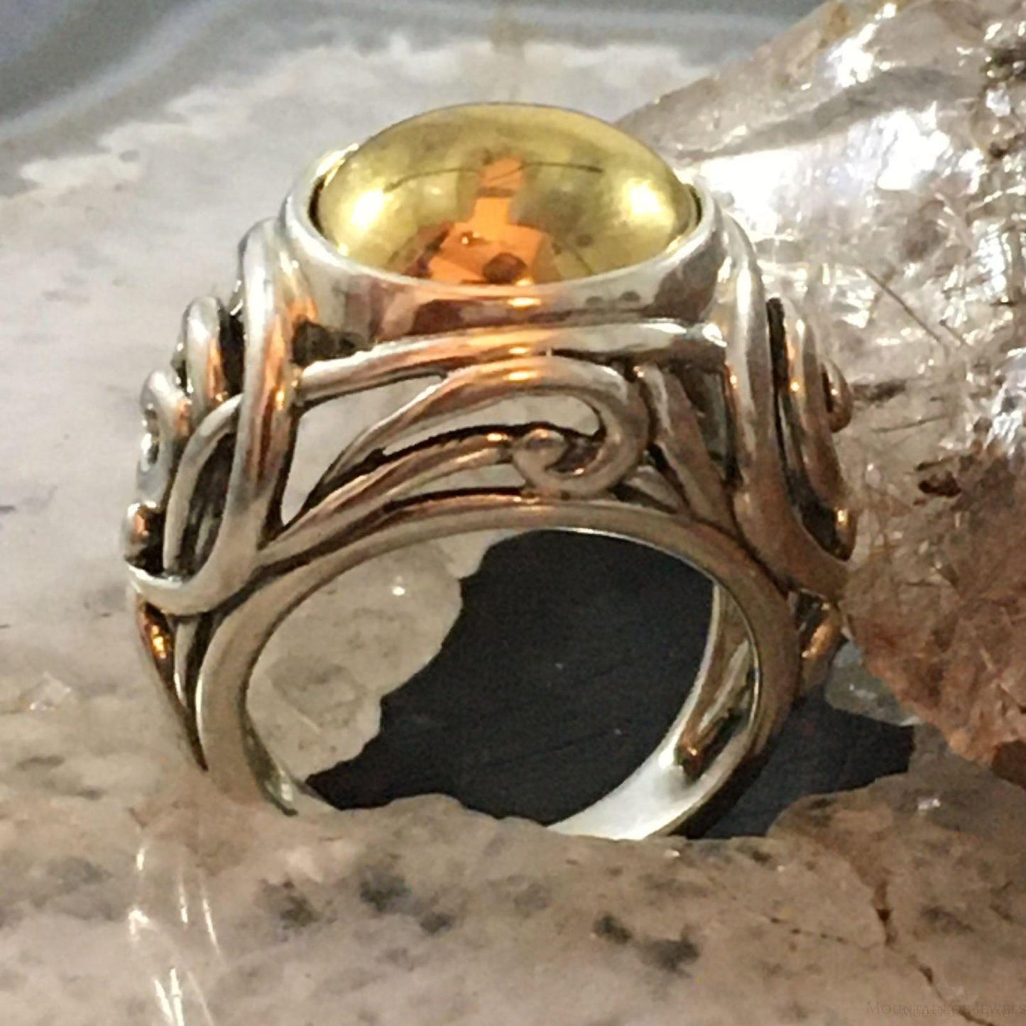 Carolyn Pollack Southwestern Style Sterling/Brass Decorated Dome Ring For Women