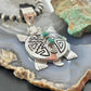 Alonzo Mariano Sterling Silver Overlay Turtle & 2 Turquoise Unisex Pendant #1