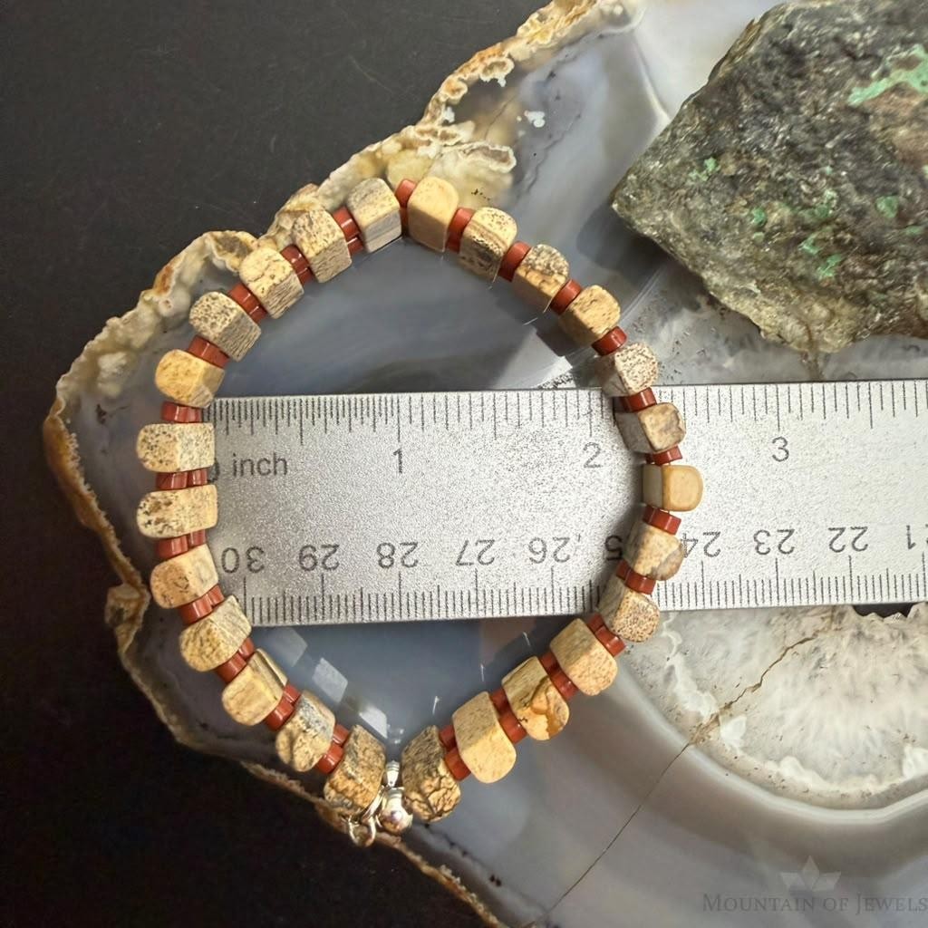 Carolyn Pollack Sterling Silver Rectangle Picture Jasper Stretch Bracelet For Women