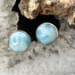 Sterling Silver Southwestern Style Rounded Larimar Stud Earrings For Women