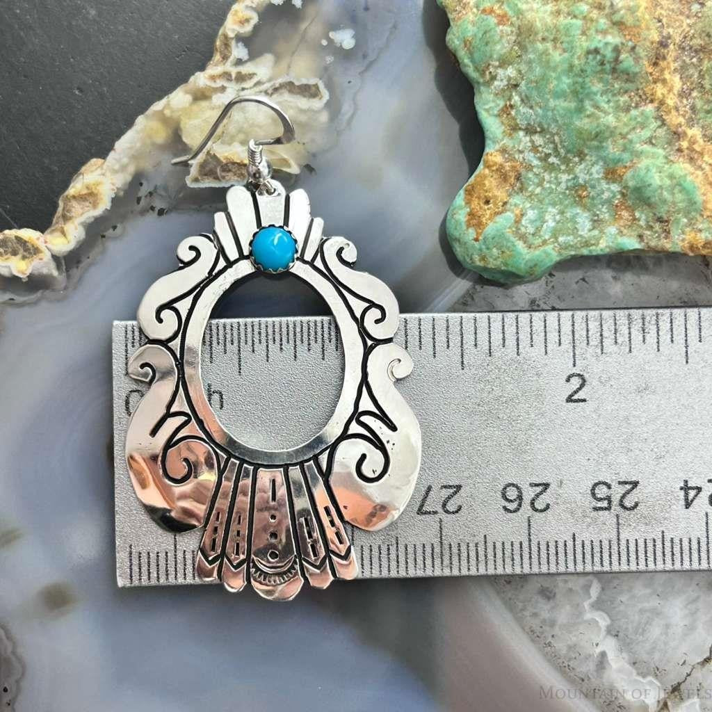 Tommy & Rosita Singer Sterling Silver Dot Turquoise Engraved Dangle Earrings For Women #1