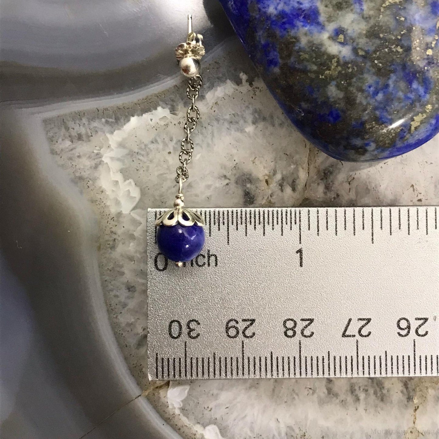 Carolyn Pollack Sterling Silver Round Lapis Bead Dangle Earrings For Women