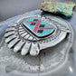 Vintage Native American Sterling Silver Chip Inlay Large Belt Buckle For Men