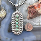 Sterling Silver Southwestern Style Turquoise &Silver Teardrop Cluster Pendant For Women