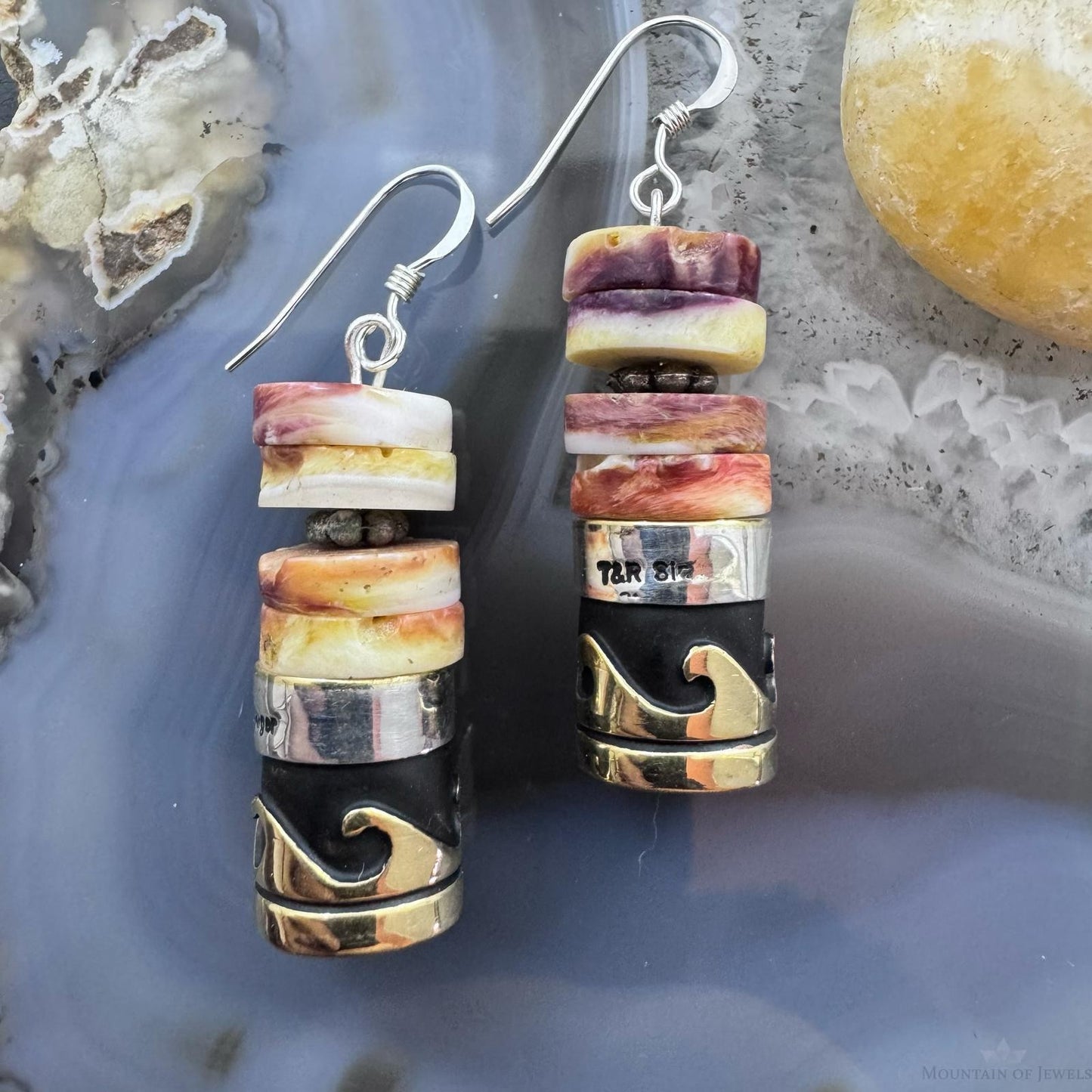 Tommy & Rosita Singer Sterling Spiny Oyster Bead Dangle Earrings For Women