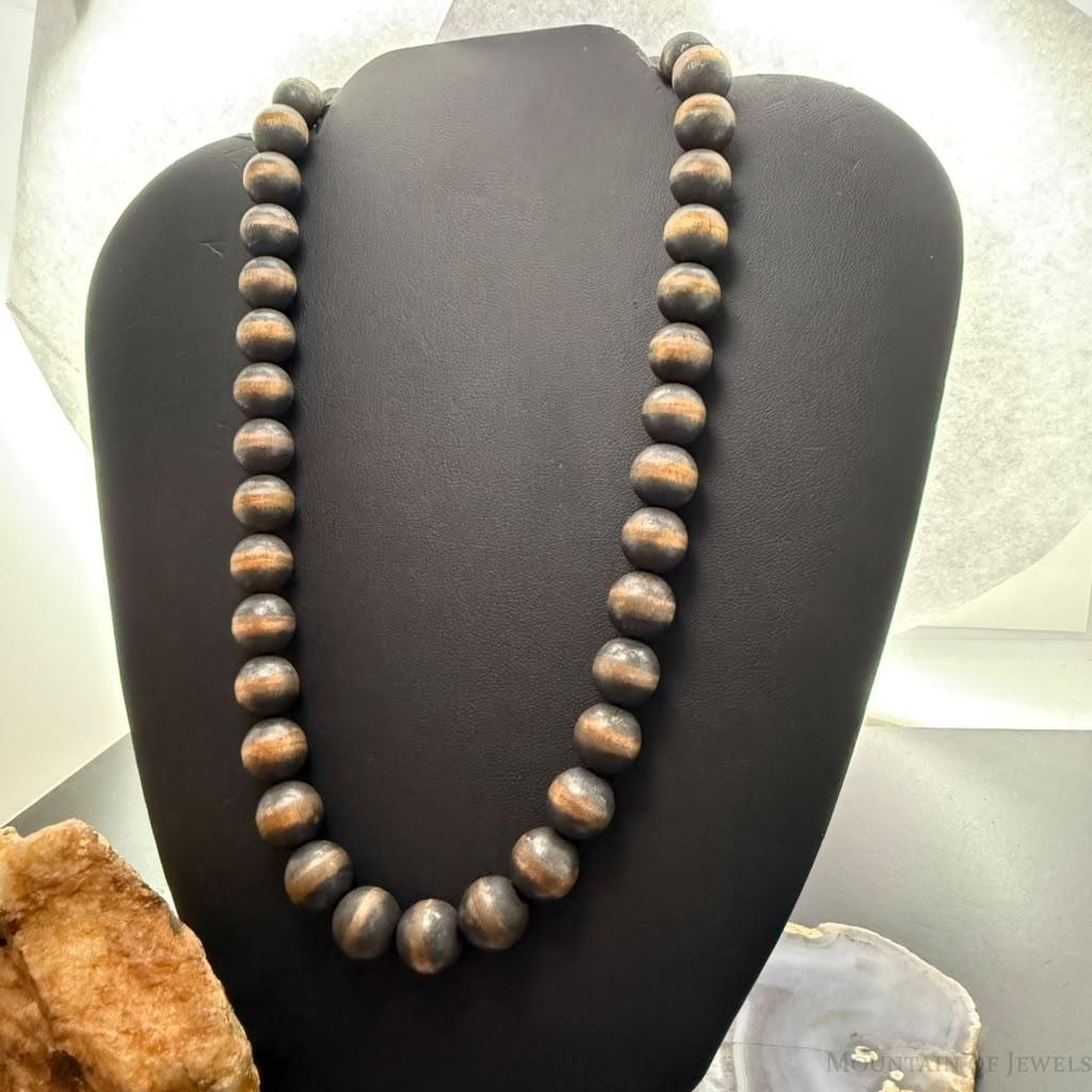 Copper 12 mm Navajo Pearl Beads Length 18"-22" Necklace For Women