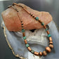 Southwestern Style Copper Navajo Pearl & Cylinder w/Turquoise Beads 20" Necklace For Women