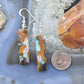 Sterling Silver Rectangle Chrysocolla Slab Dangle Earrings For Women #212