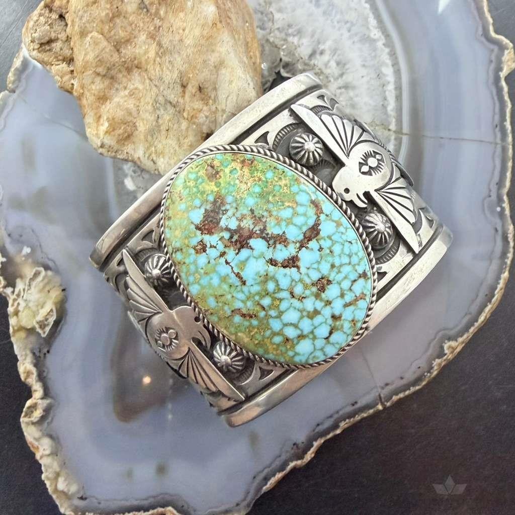 Albert Jake Navajo Native American Sterling Silver High Grade Turquoise Unisex Bracelet