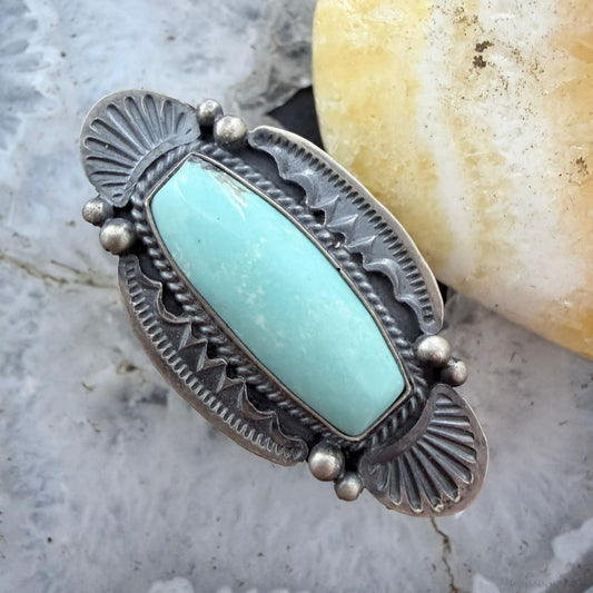 Michael Calladitto Native American Sterling Silver Turquoise Ring Size 8 For Women