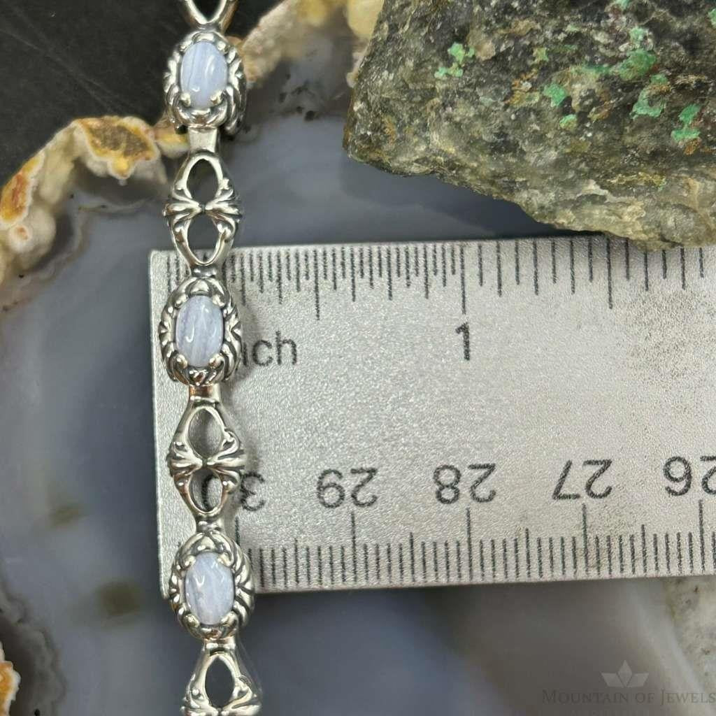 Carolyn Pollack Sterling Silver Oval Blue Lace Agate Link Bracelet For Women