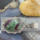 Sterling Silver Southwestern Style Oval Ruby Zoisite Decorated Pendant For Women
