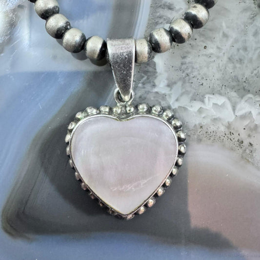 Sterling Silver Mother of Pearl Heart Pendant For Women