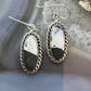 Native American Sterling Silver Oval White Buffalo Dangle Earrings For Women.