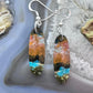 Sterling Silver Elongated Oval Chrysocolla Slab Dangle Earrings For Women #227