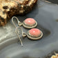 Sterling Silver Southwestern Style Oval Pink Conch Dangle Earrings For Women