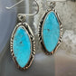 Native American Sterling Silver Marquise Turquoise Dangle Earrings For Women