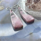 Sterling Silver Elongated Triangle Rhodonite Slab Dangle Earrings For Women #241